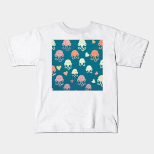 Under the Sea with Octopi in Love - Super Cute Colorful Cephalopod Pattern Kids T-Shirt